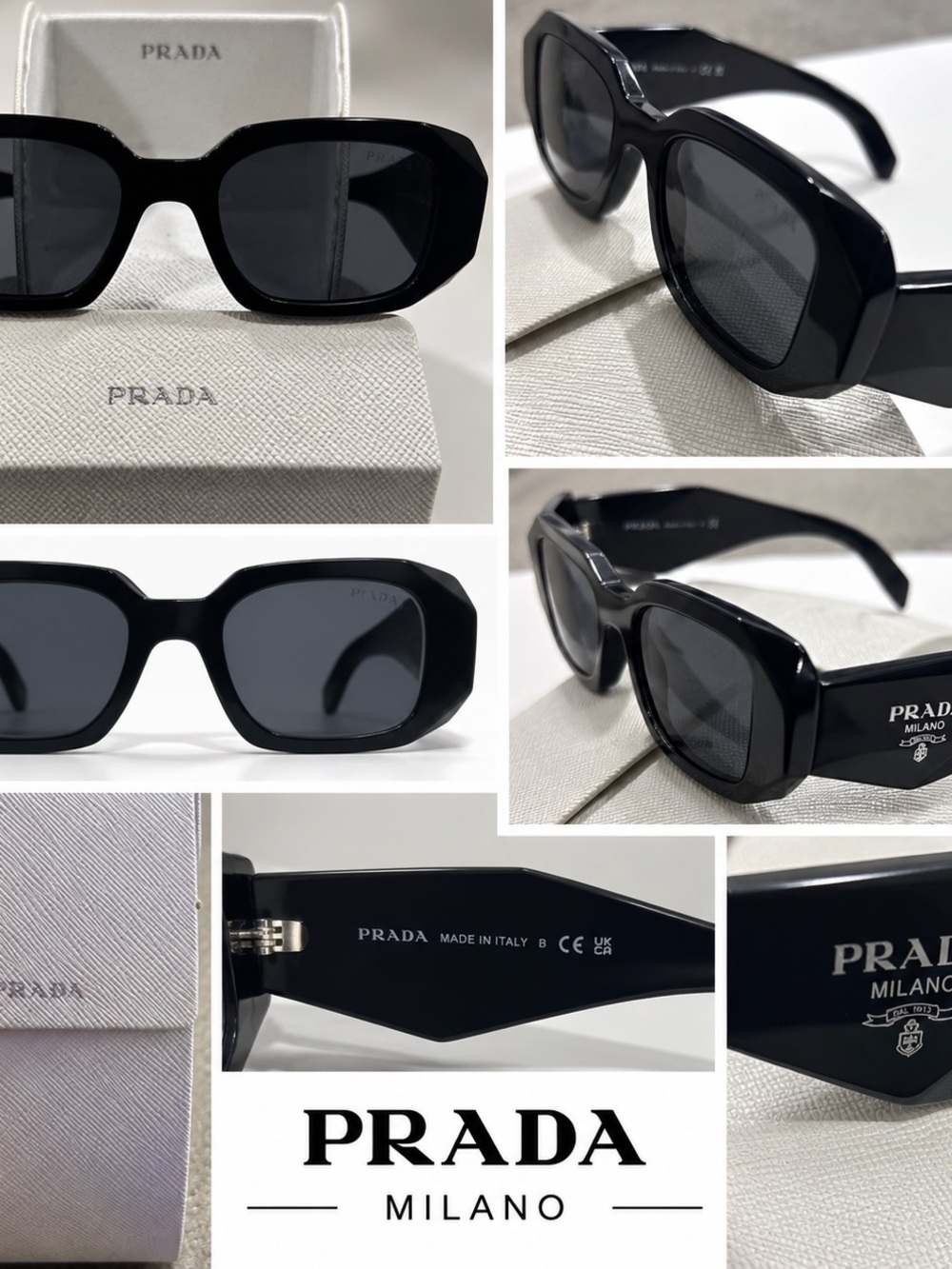 Prada Black Geometric Oversized Sunglasses